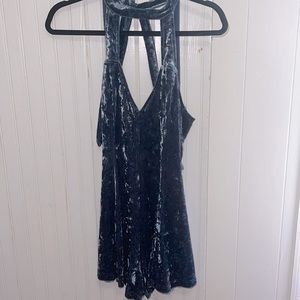 Blue velvet romper
